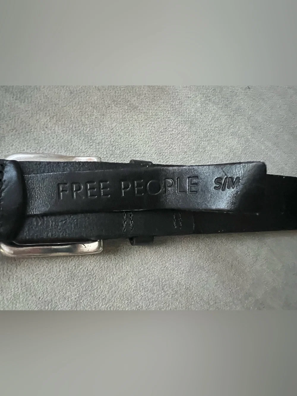Free People Sabo Double Buckle Leather Belt in Black Size S/M NWT